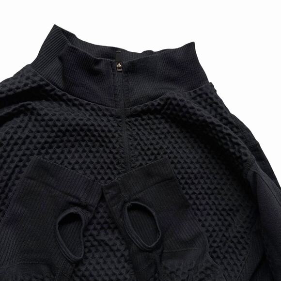 Zara Womens Black Textured Sweatshirt Jacket Sz M / L Thumbholes Fitted Compress - Picture 8 of 8